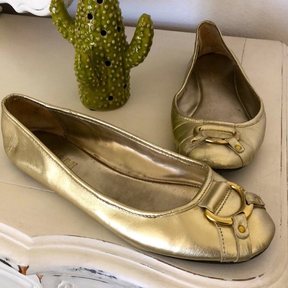 Lauren Ralph Lauren Shoes - Ralph Lauren Gold Leather Flats
